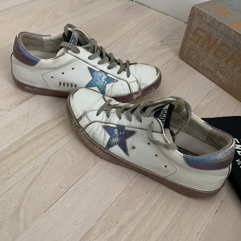 Golden Goose Superstar Sparkly White/ Iridescent Sneakers - Picture 4 of 9